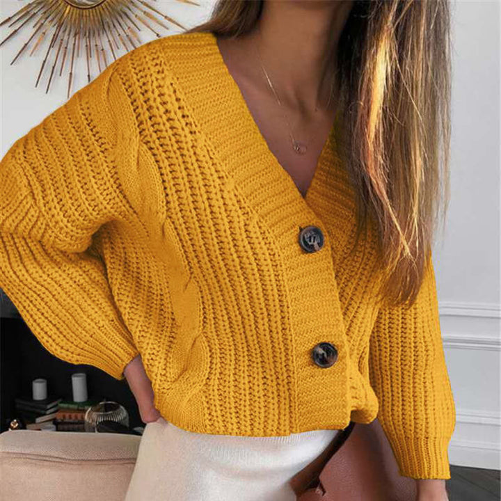 Damen Strickjacke mit übergroßem Design und dekorativen Knöpfen Drune