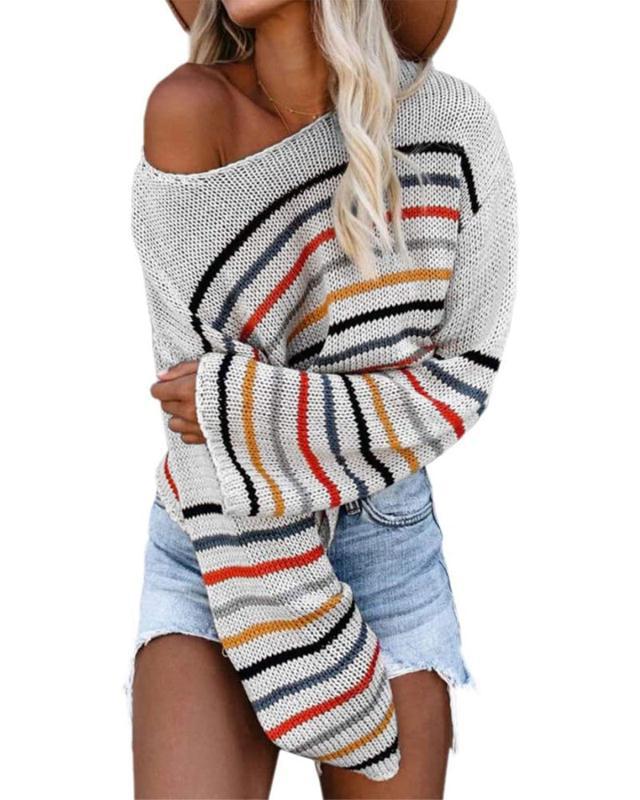 Damen Strickpullover im modernen Streifenmuster Drune