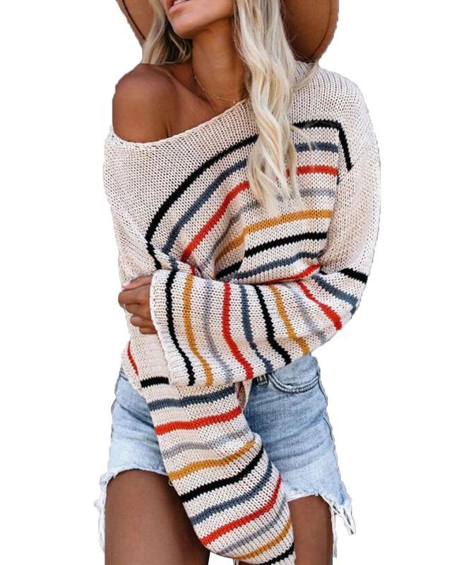 Damen Strickpullover im modernen Streifenmuster Drune