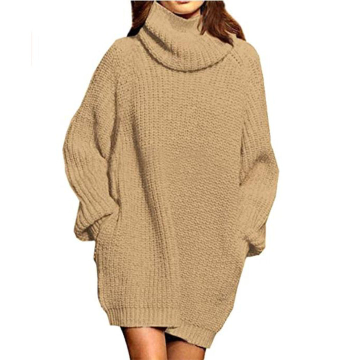 Damen Oversized Strickpullover mit hohem Kragen und weitem Schnitt Drune