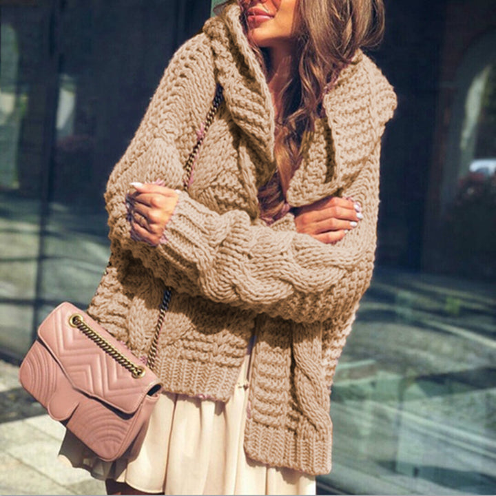 Damen Grobstrick-Cardigan mit voluminösen Ärmeln und lässigem Schnitt Drune