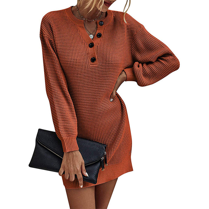 Damen Strickkleid mit Knopfdetails und weitem Schnitt Drune