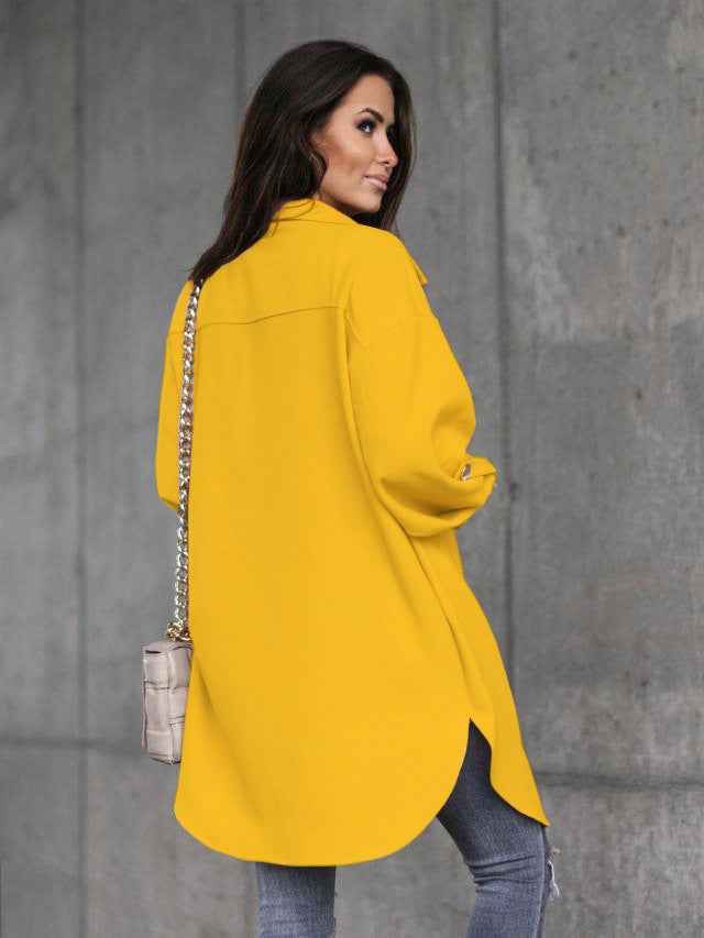Drune | Lange Hemdjacke mit Knöpfen, Wollkragen und Revers