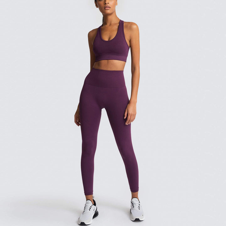 Damen Sport-BH und Hochbund-Leggings Set mit atmungsaktiver und figurformender Eigenschaft Drune