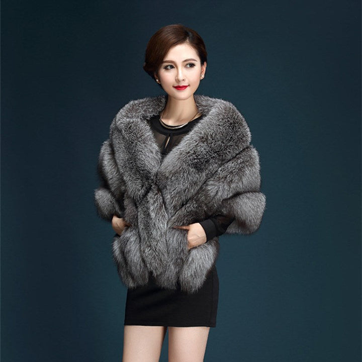 Damen Elegante Kunstpelz-Stola mit voluminösem Schnitt Drune