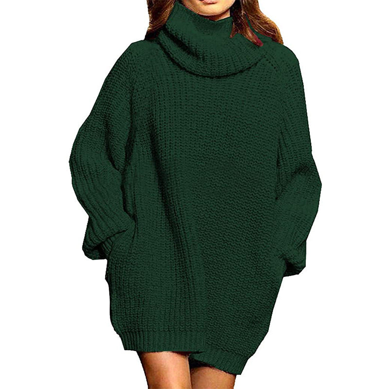 Damen Oversized Strickpullover mit hohem Kragen und weitem Schnitt Drune