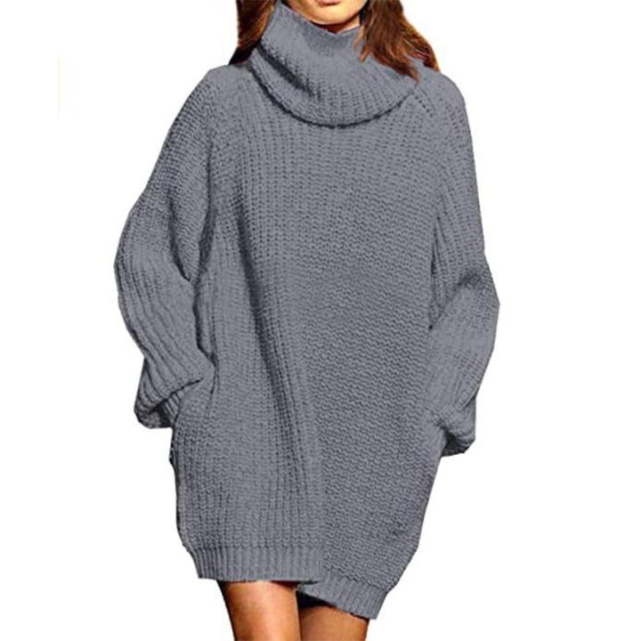 Damen Oversized Strickpullover mit hohem Kragen und weitem Schnitt Drune
