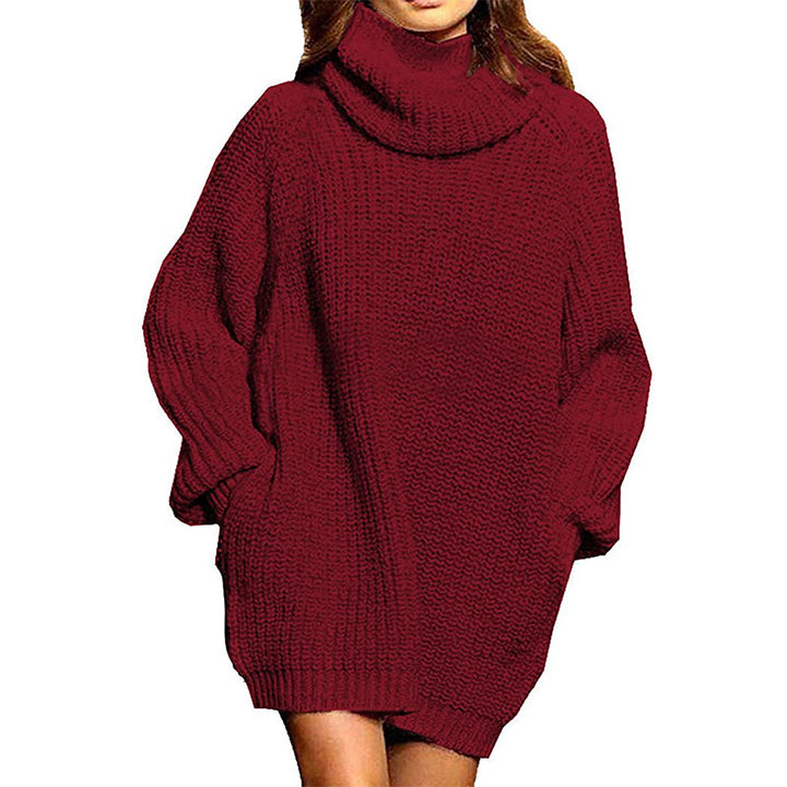 Damen Oversized Strickpullover mit hohem Kragen und weitem Schnitt Drune