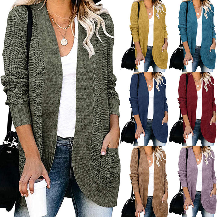 Damen Lässiger Strickcardigan mit offenen Fronten und praktischen Taschen Drune