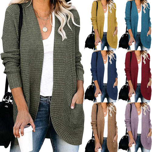 Damen Lässiger Strickcardigan mit offenen Fronten und praktischen Taschen Drune