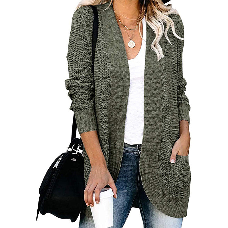 Damen Lässiger Strickcardigan mit offenen Fronten und praktischen Taschen Drune