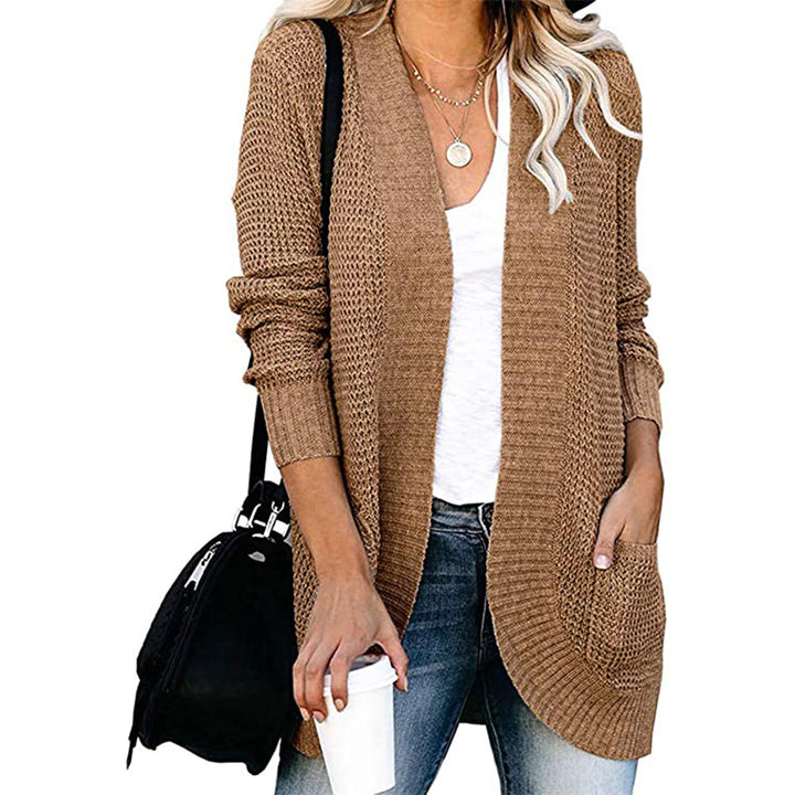 Damen Lässiger Strickcardigan mit offenen Fronten und praktischen Taschen Drune