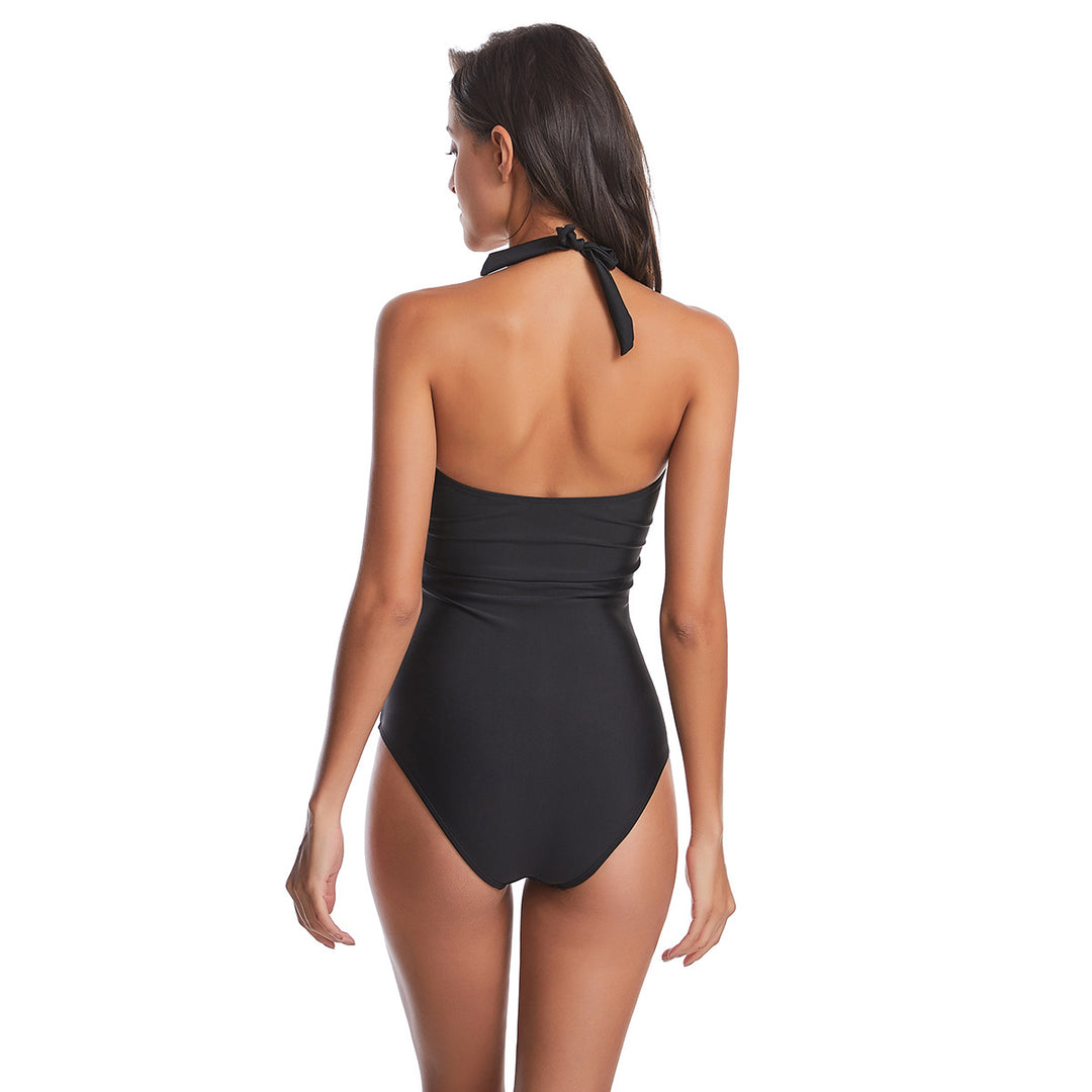 Damen Einteiler Badeanzug mit floralem Wickeldesign und figurformendem Schnitt Drune