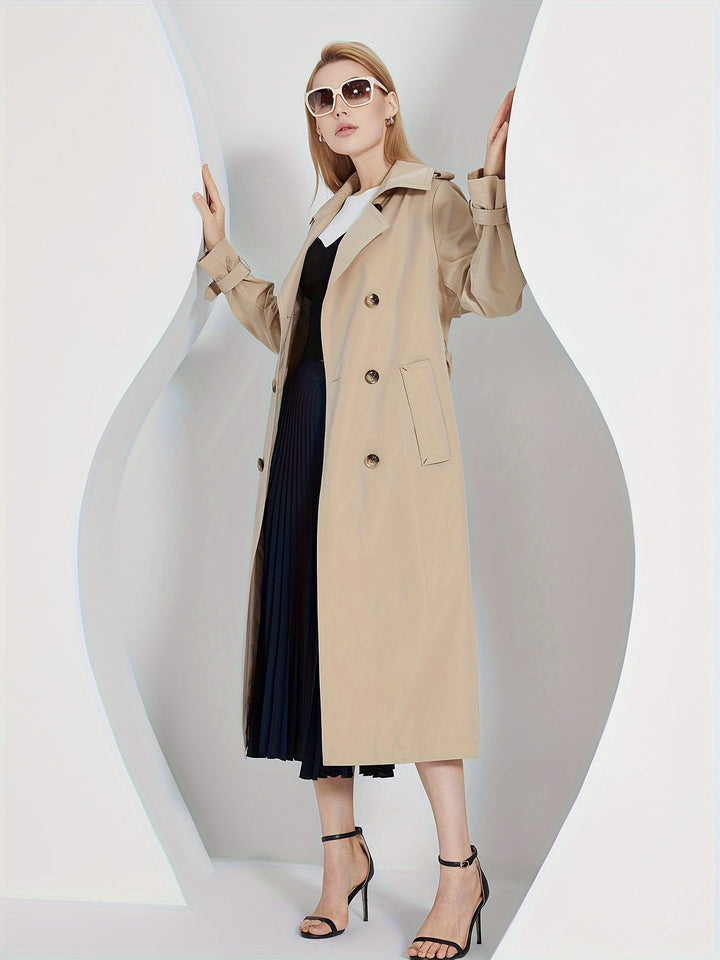 Drune | Langarm-Trenchcoat mit einfarbigem Gürtel-Design für Damen - Für den Alltag