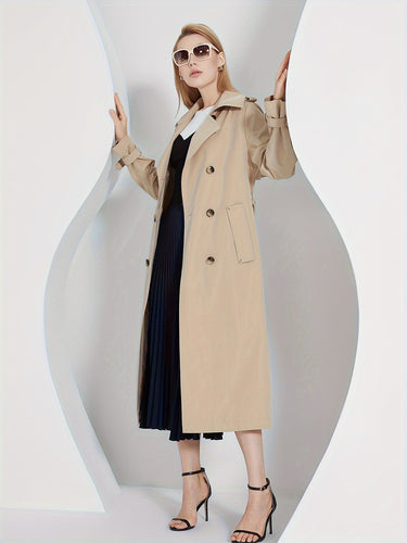 Drune | Langarm-Trenchcoat mit einfarbigem Gürtel-Design für Damen - Für den Alltag