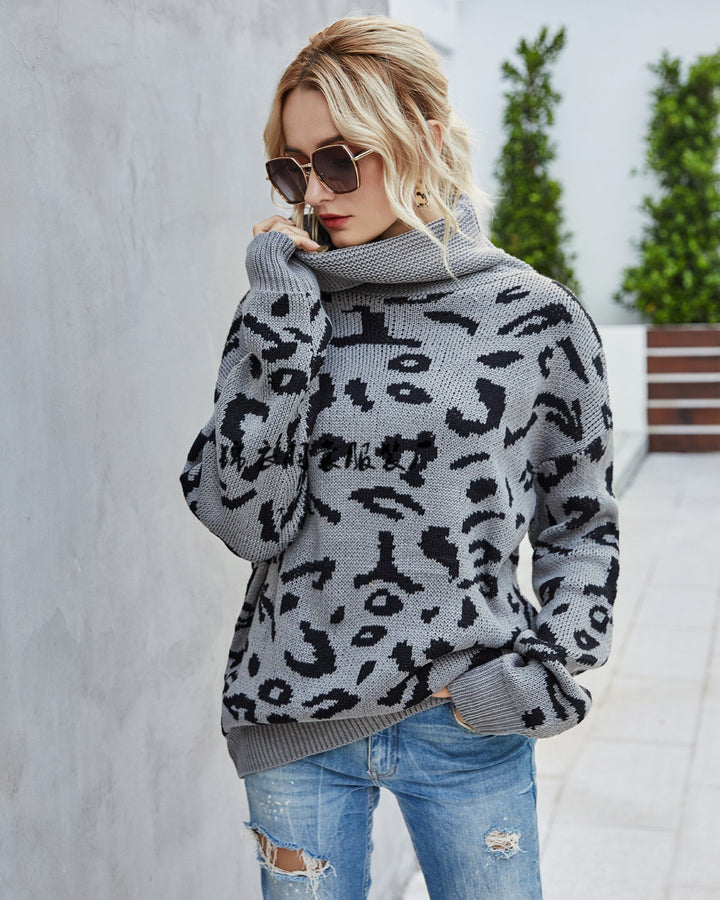 Damen modischer Pullover mit Leopardenmuster Drune