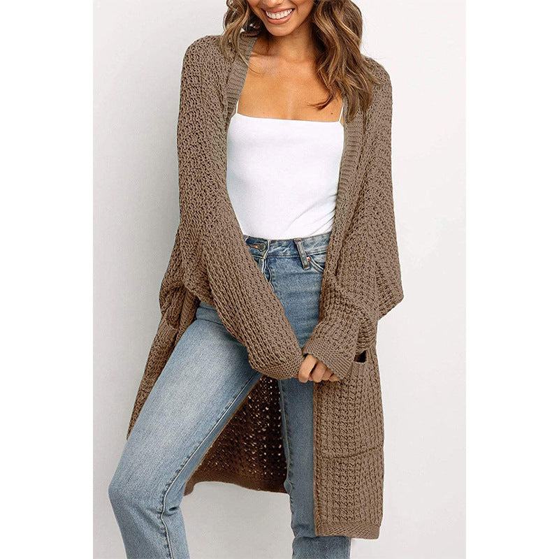 Damen Grobstrick Cardigan mit offenen Fronten und praktischen Taschen Drune