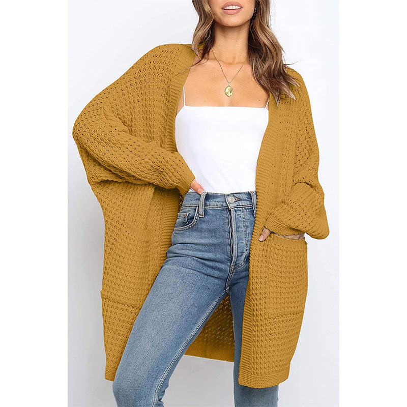 Damen Grobstrick Cardigan mit offenen Fronten und praktischen Taschen Drune