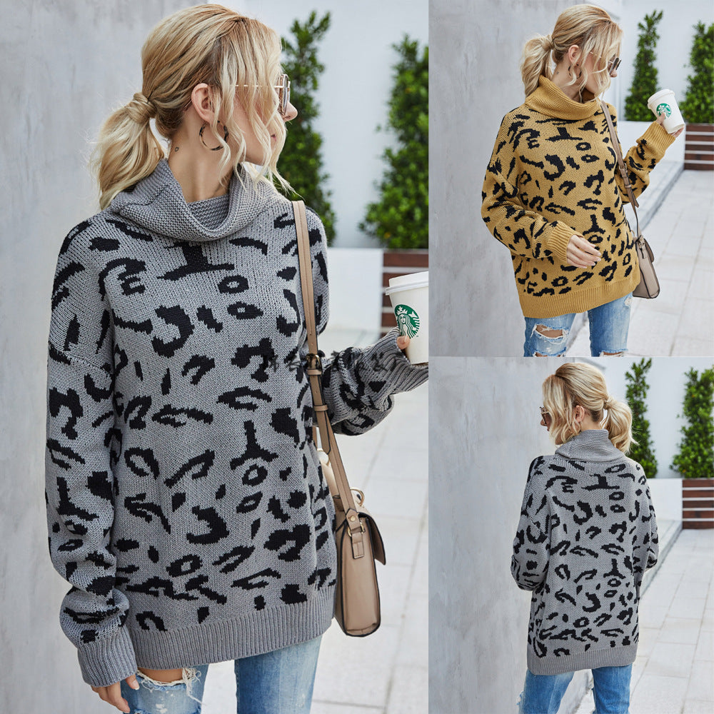 Damen modischer Pullover mit Leopardenmuster Drune