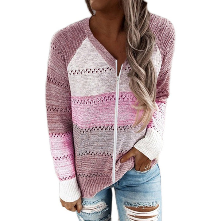 Damen Strickpullover mit Reißverschluss und luftigen Rippdetails Drune