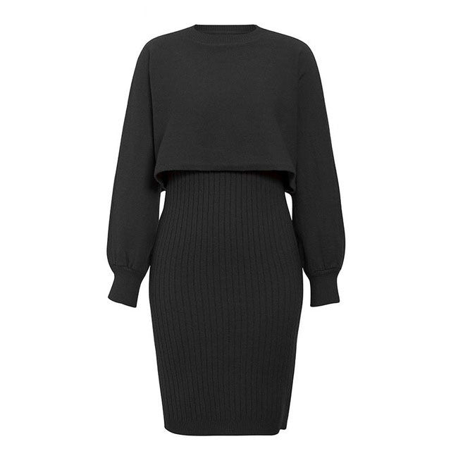 Damen Texturiertes Strickkleid Set Drune