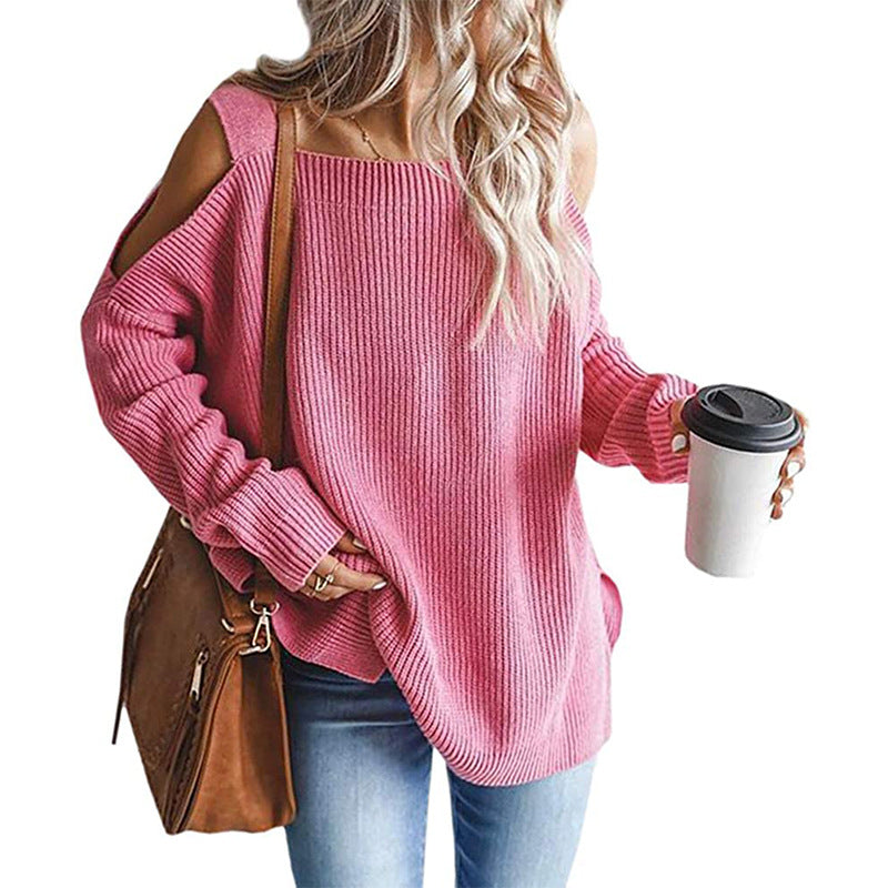 Damen Off-Shoulder Grobstrickpullover Drune