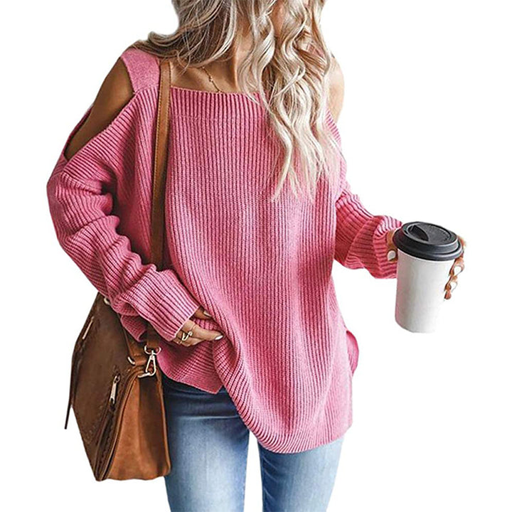 Damen schulterfreier Grobstrickpullover Drune