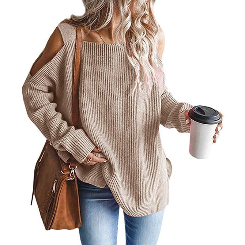 Damen Off-Shoulder Strickpullover mit modernen Details Drune