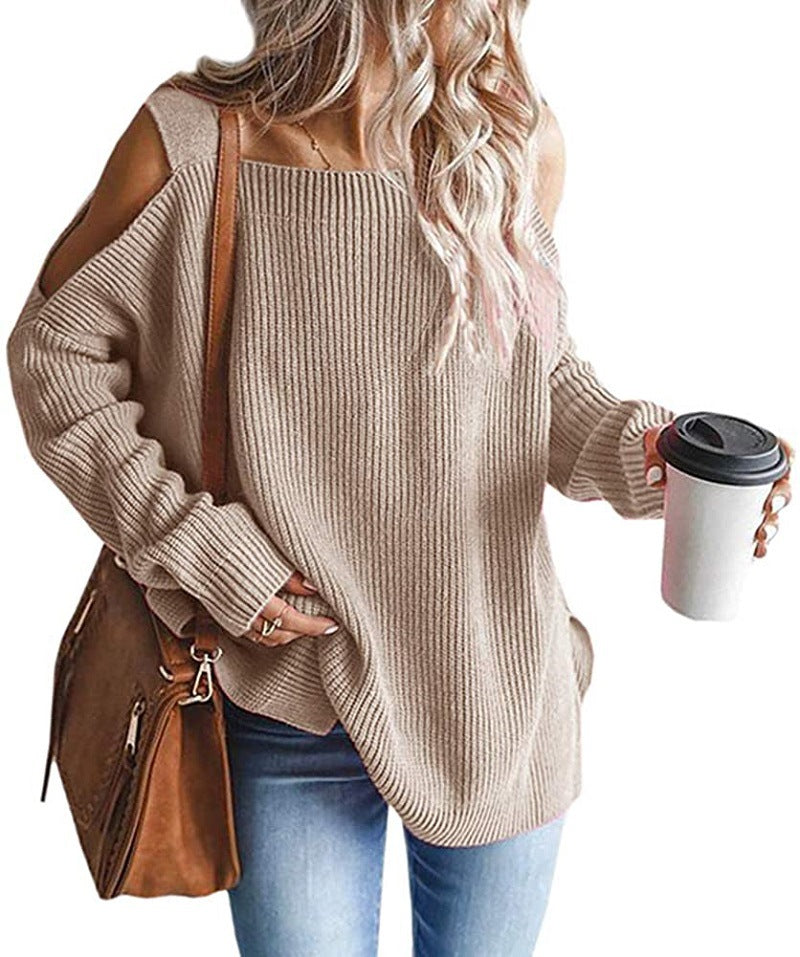 Damen Off-Shoulder Strickpullover mit modernen Details Drune