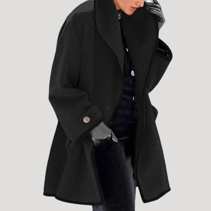 Drune | Damen Winterwollmantel eleganter Schwungumhangjacke