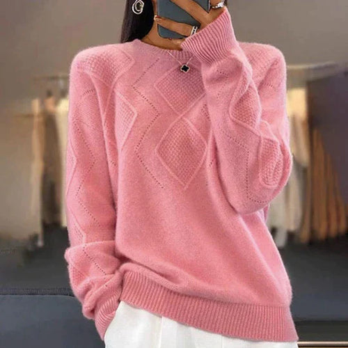 Drune | Wunderschöner Rosa Einfarbiger Pullover