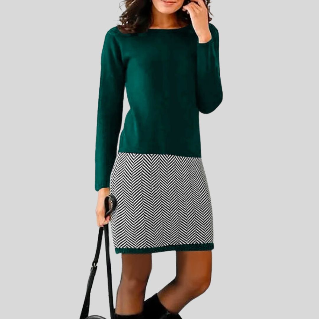 Drune | Schickes Kleid mit Hahnentritt-Saum