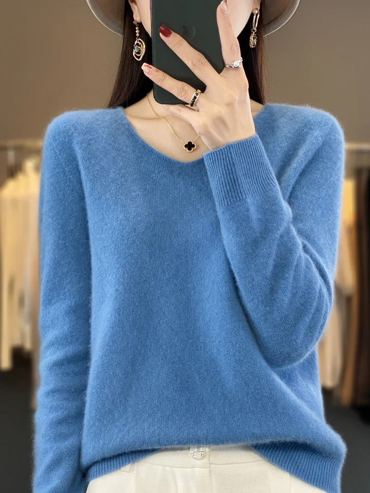 Drune | Cashmere Pullover Damen Eleganter V-ausschnitt, Weich & Komfortabel