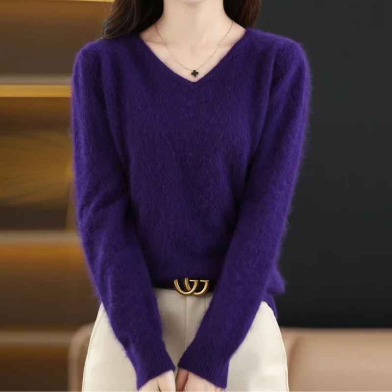 Drune | Cashmere Pullover Damen V-ausschnitt Leichter und Weicher Strickpullover