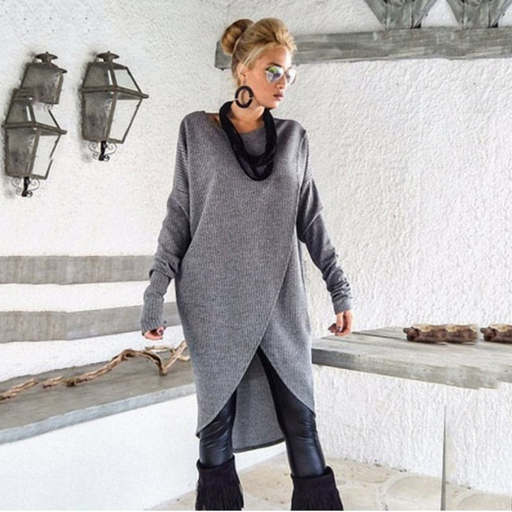 Drune | Strickpullover Asymmetrisches Design Langärmelig Übergroß Fit Weich Und Warm