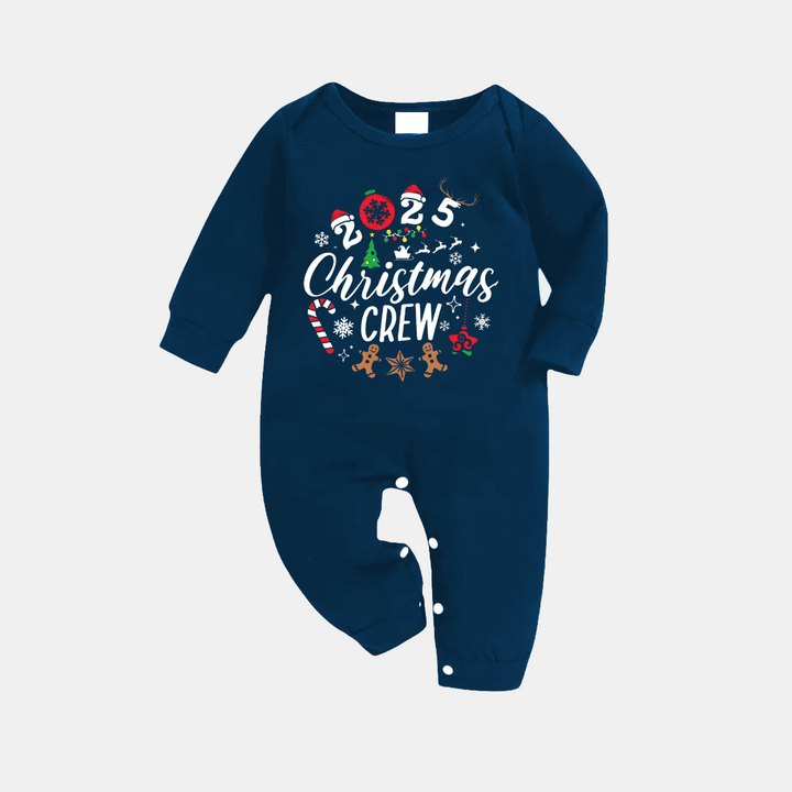 Drune | 2025 Weihnachten Crew Erinnerungen Gemeinsam Machen Textdruck Blau Langarmoberteil Mit Blauem Karomuster Familienpassenden Schlafanzügen