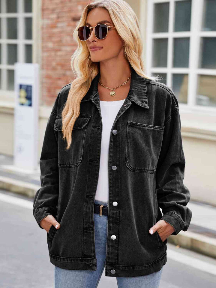 Drune | Knopf-Down Denimjacke mit Taschen