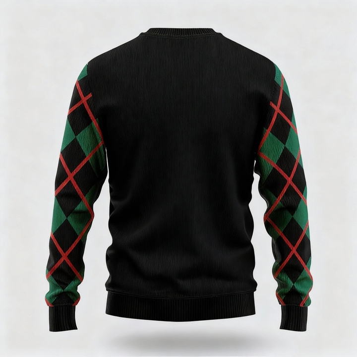 Drune | Santa Claus Cartoon-Musterdesign - Maximalistisches Weihnachtsdruck-Hässlicher Pullover