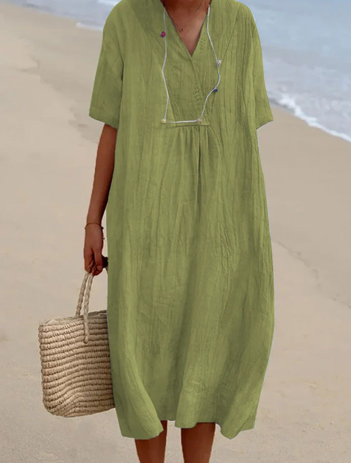 Drune | Sommerkleid Aus Baumwolle Und Leinen