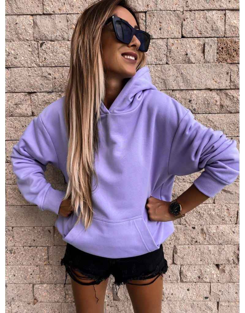 Damen lässiger Kapuzenpulli aus weichem Material mit praktischen Taschen Drune