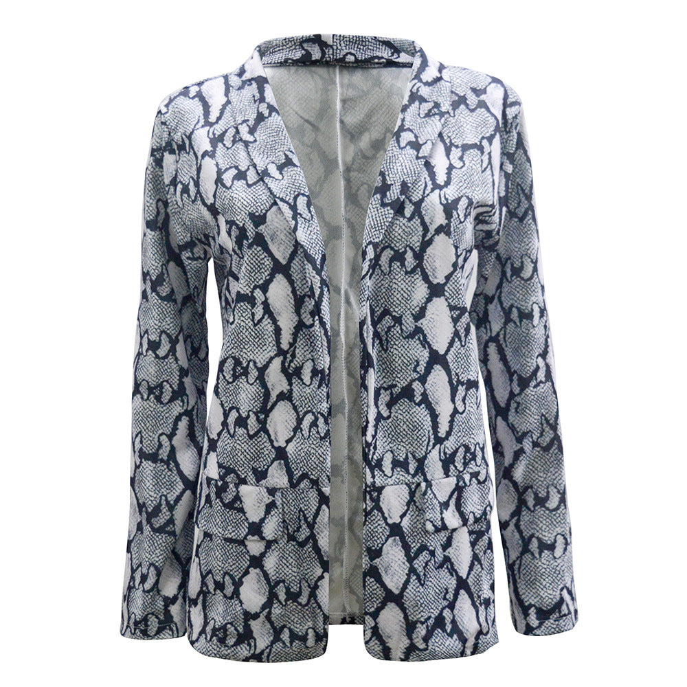 Damen Blazer mit stilvollem Schlangenmuster und elegantem Schnitt Drune