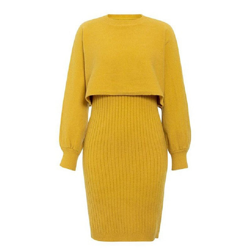 Damen Texturiertes Strickkleid Set Drune