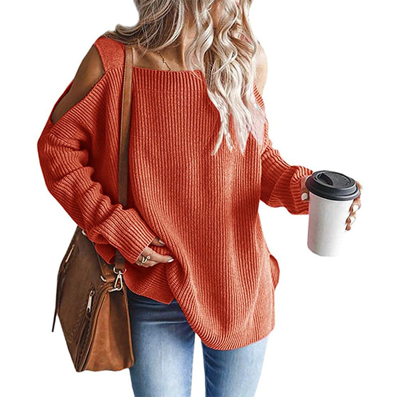Damen Off-Shoulder Grobstrickpullover Drune
