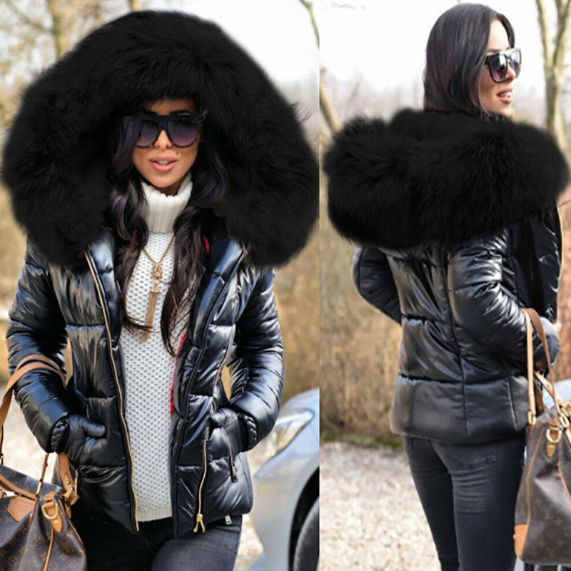 Damen Modische Steppjacke mit Kunstpelzkragen Drune