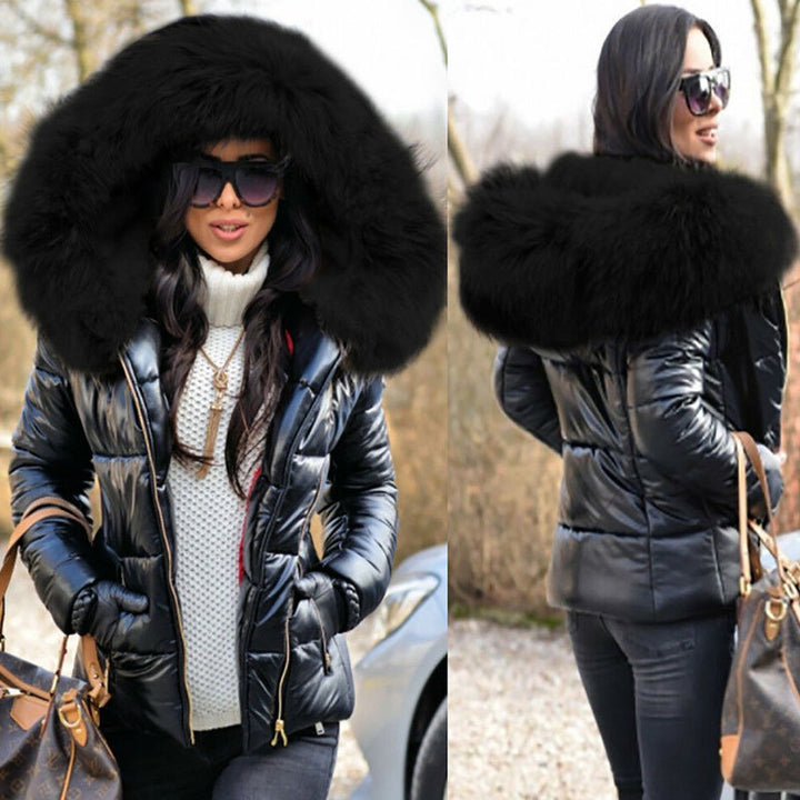 Damen Modische Steppjacke mit Kunstpelzkragen Drune