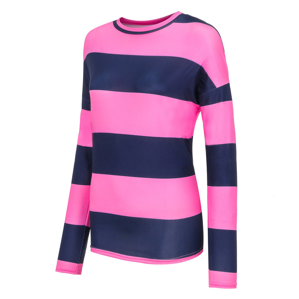 Damen Lässiges Langarmshirt mit modernen Streifen Drune