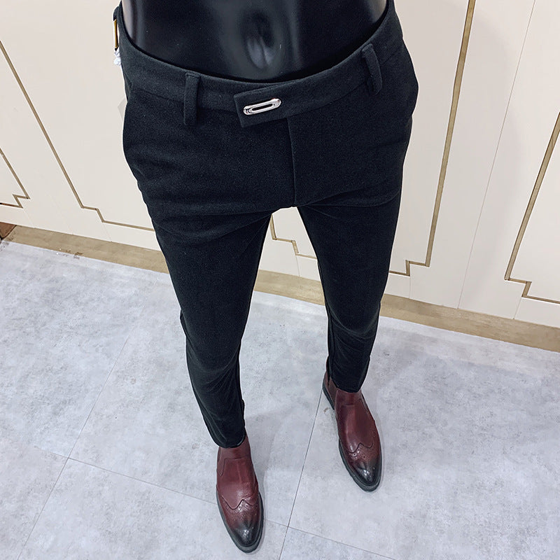 Herren nan tapered Businesshose mit elastischem Bund, verdecktem Verschluss und schmaler Schnitt Drune