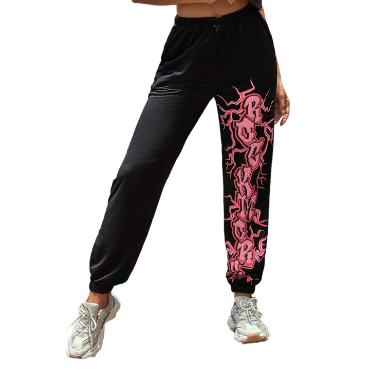 Damen lässige Sweatpants mit kontrastierendem Grafikdruck an der Seite Drune