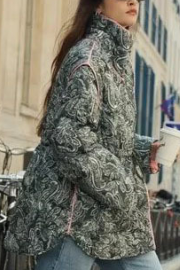 Drune | und lässige lockere Baumwolle bedruckte Langarmjacke