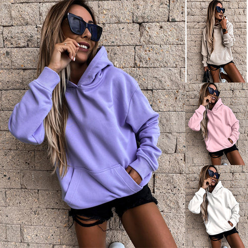 Damen Übergröße Fleece Pullover Hoodie Drune